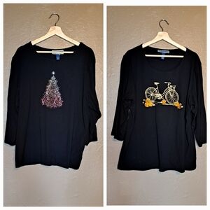 2 Karen Scott Bling Shirts Size 2X